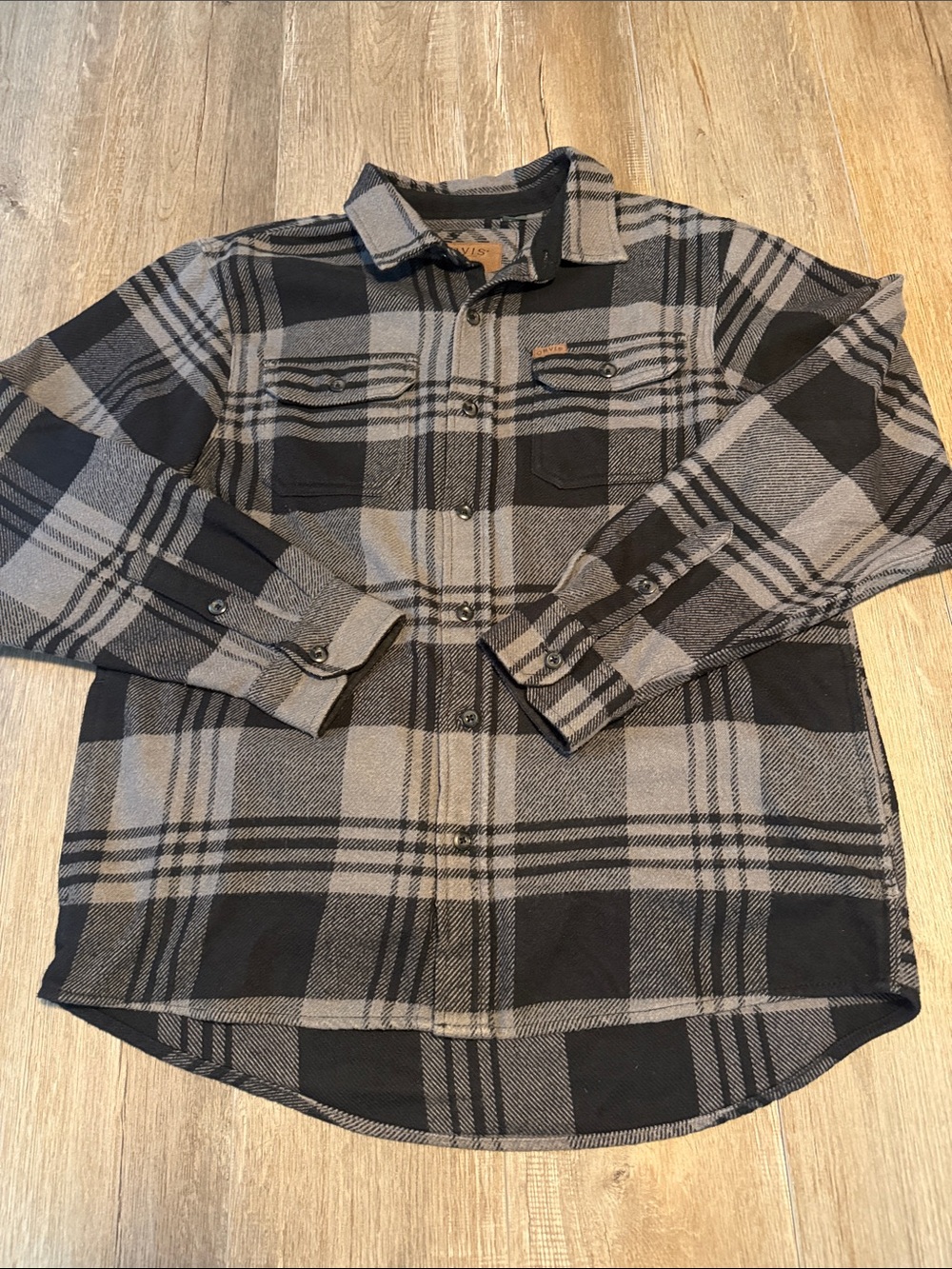 Orvis Black and Gray Plaid Button-Down Shirt